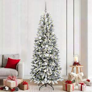 Árbol de Navidad Artificial Blanco de 82.68 Pulgadas con 300 Luces LED - Product Image 1