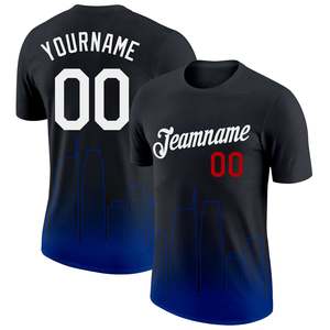 Prix d'usine T-shirt d'équipe sportive personnalisé Nom et numéro personnalisés Col rond Vêtements de sport respirants Tissu performant Fabricant - Product Image 1