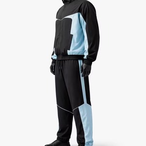 Ensemble de survêtements coupe-vent pour hommes, style vêtements de sport, avec logo personnalisé, fermeture éclair, imperméables, couleurs contrastées, pour l'hiver, vente en gros - Product Image 5