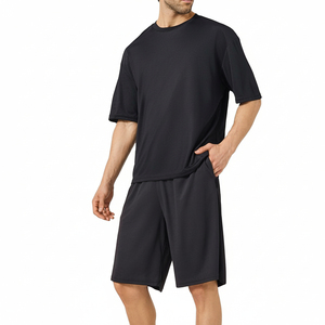 Ensemble de t-shirts et shorts pour hommes en gros – Ensemble deux pièces d'été avec t-shirt et short de sport pour personnalisation de logo - Product Image 6