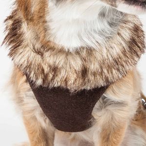 Imbracatura per cani regolabile 2-in-1 e guinzaglio con collo in pelliccia rimovibile lussuose imbracature per animali in maglia invertita - Product Image 3