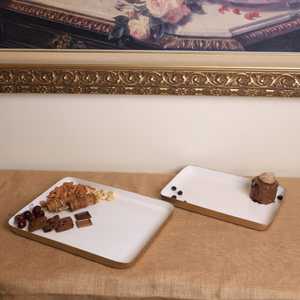 Assiette de service rectangulaire en céramique de qualité supérieure, couleur unie, design minimaliste, passe au lave-vaisselle, idéale pour les fêtes - Product Image 5