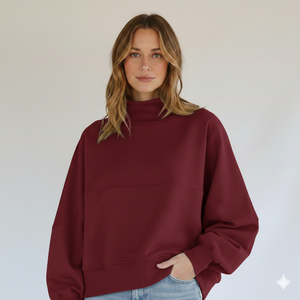 Sweat-shirt d'hiver surdimensionné à col montant et manches longues pour femme, personnalisé 2026, avec logo frontal, vêtements de gros de haute qualité - Product Image 5