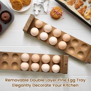 Wooden <b>Egg</b> Rack 12 Slots Double Layer Storage Holder for Kitchen Customized Shape Handmade Different Sizes <b>Eco</b>-Friendly - Product Image 5