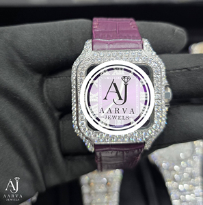 Montre à quartz analogique en acier inoxydable avec bracelet violet, cadran carré, lunette en cristal, boîtier de 10 mm, bracelet de 20 mm, bijou de mode, cadeau - Product Image 4