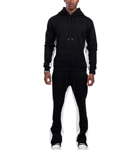 Ensemble survêtement vintage personnalisé de haute qualité pour homme, pantalon de jogging coupe droite évasée et sweat à capuche, effet délavé et vieilli - Product Image 3