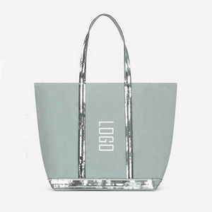 Sacs de transport en <span class=keywords><strong>toile</strong></span> personnalisés avec poignées à paillettes Sac à provisions réutilisable Sacs fourre-tout en <span class=keywords><strong>toile</strong></span> recyclée - Product Image 1