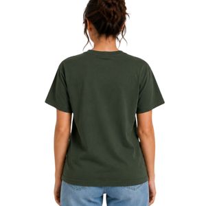 Customized Forest Green Women Crew Neck Minimal <b>Leaf</b> Embroidery T Shirt Casual Soft Breathable Summer Custom OEM Fashion Tee Top - Product Image 2