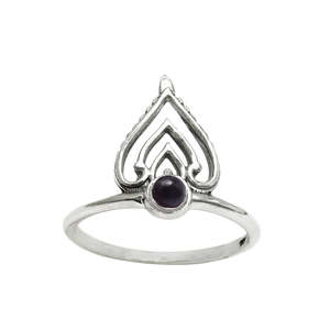 Anillo de Corona de Plata de Ley 925 Hecho a Mano para Mujer, Precio al por Mayor, Joyería Bohemia con Pequeña Gema Redonda de Amatista - Product Image 1