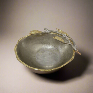 Bol en métal en aluminium poli artisanal avec placage de nickel à la feuille d'argent et d'or Décoration de table écologique à bord doré - Product Image 1