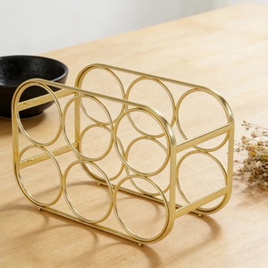 Support de rangement pour bouteilles de vin en métal doré de précision, design en boucle circulaire, pour 4 bouteilles, à poser sur comptoir - Product Image 5