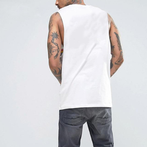 2026 Customized Solid Color Breathable Clothing Athletic Sleeveless <b>White</b> Cotton Dropped Armhole <b>Vest</b> - Product Image 5