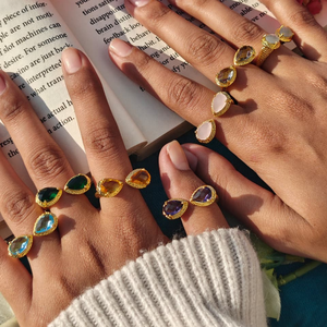 Smoky <b>Quartz</b> Texture Double Stone Open Adjustable Ring Handmade Gold Plated Finish Statement Ring Wholesale <b>Jewelry</b> Manufacturer - Product Image 2