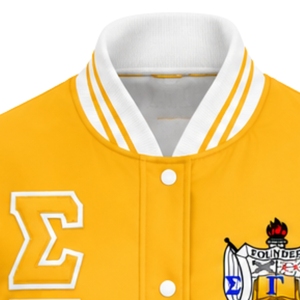 Blouson Bomber en Satin pour Femme Sigma Gamma Rho avec Poignets Côtelés et Fermeture Éclair – Vêtement Décontracté de Sororité, Tendance, Personnalisable avec Logo - Product Image 3