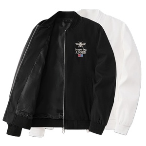 Nuevas chaquetas ajustadas para hombre, chaquetas de primavera y otoño, tendencia de moda, cuello de béisbol informal, chaquetas de estilo americano de lona bordada con abeja - Product Image 1