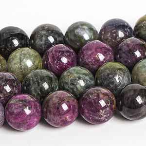 Perles de pierres précieuses en rubis et saphirs naturels authentiques, multicolores, rondes, en vrac, pour la création de bijoux, bracelets et colliers - Product Image 1