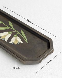 Rectangular Shaped Wooden <b>Snacks</b> Server Seasoned Wood Polished with Floral Handpainted Elegant Decorative <b>Tray</b> At Lower Price - Product Image 3
