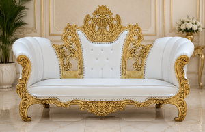 Juego de Sofás de Lujo en Forma de Corazón para Recepción de Bodas, Diseño en Dorado Brillante Tallado, para Eventos Nupciales, Hecho en EE. UU. - Product Image 5