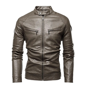 High Quality <b>Men's</b> Biker Style Casual Loose Winter Genuine Sheep <b>Leather</b> <b>Jacket</b> Custom Logo Zipper OEM Service <b>Men's</b> <b>Jackets</b> - Product Image 1