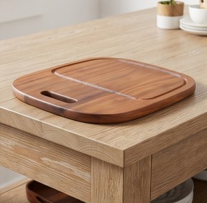 Planche à découper rectangulaire élégante en bois avec rainure pour les jus, grain de bois brun - Product Image 5