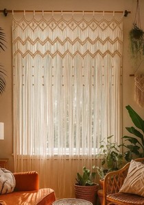 Macrame curtain, bohemian Window and <b>door</b>,customizable size living room macrame curtain,Wedding backdrop,wall hanging - Product Image 2