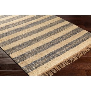 Tapis d'intérieur en jute rayé, style ferme, tissage plat, antidérapant, beige et marron, pour salon, pique-nique, tapis moderne - Product Image 2