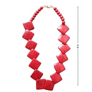 Best Selling Crimson Square Beads <b>Statement</b> <b>Necklace</b> Handmade Bold Ethnic Jewelry for Women Fashion Accessory Available For Sale - Product Image 4