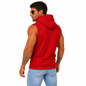 Chaleco Deportivo Personalizado para Hombre, Sudadera sin Mangas con Bolsillo Canguro, Color Sólido - Product Image 4