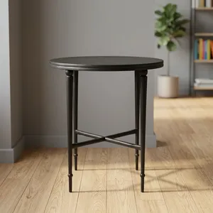 Table basse ronde moderne avec plateau en verre trempé et structure en métal, meubles de salon - Product Image 5