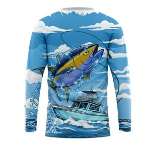 Camisa de Pesca al por Mayor de Manga Larga con Protección UV, Sublimación, Poliéster, Lisa, de Alto Rendimiento - Product Image 1