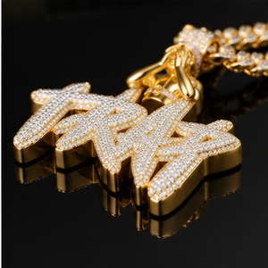 Collar con Inicial Personalizada para Hombre, Plata de Ley 925, Chapado en Oro Rosa, con Diamantes de Moissanita, Colgante Grande, Estilo Hip Hop, para Fiesta - Product Image 4