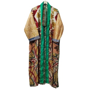 Elegante Kimono Maxi de Seda con Estampado Floral para Mujer, Ropa de Dormir Suave de Estilo Vintage para el Día a Día - Product Image 1