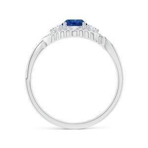 Anillo de Compromiso Aeon de Estilo Vintage con Zafiro y Diamantes, Halo Floral, Tres Piedras, Hecho a Mano, Joyería Fina Personalizada, Oro Sólido de 14K - Product Image 3
