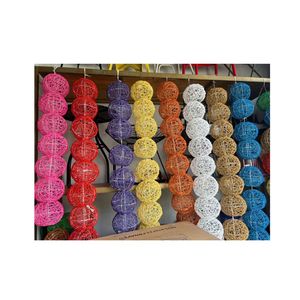 Mixed Color Handmade Natural Theme Rattan Ball Hanging Decoration Paper Rope <b>Wicker</b> for Christmas Home <b>Wall</b> <b>Decor</b> - Product Image 1