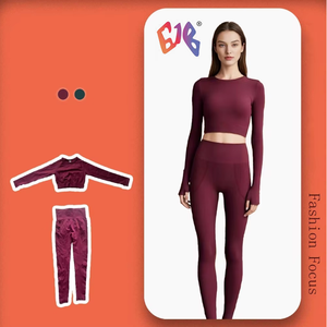 Conjunto de Yoga Benitez para Mujer 2025 Nuevo Conjunto de Dos Piezas para Entrenamiento de Pilates de Manga Larga Ajustado para Correr y Hacer Ejercicio - Product Image 1
