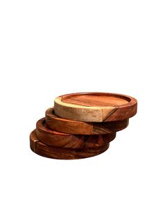Sous-verres en bois écologiques - Ensemble de sous-verres en bois d'acacia naturel au design rustique pour protéger les verres et les dessus de table, convient à toutes les tables - Product Image 1