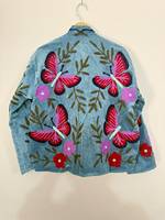 Veste réversible en velours tissé léger et écologique, style bohème, motif papillon, pour l'hiver, par le fabricant Eco-Friendly.