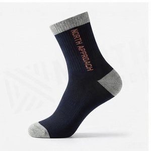 Crew <b>Socks</b> Navy Blue Breathable Running <b>Socks</b> for Adults Summer Season Knitted Spandex <b>Polyester</b> Material - Product Image 3