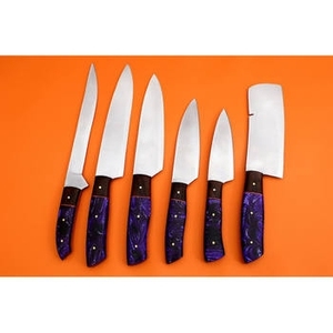 Ensemble de couteaux de cuisine professionnels écologiques de haute qualité, très vendus, 3 pièces, en acier inoxydable, couteau de chef fait main, manche en bois de rose - Product Image 1