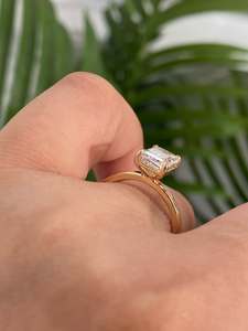 <b>Emerald</b> Cut Moissanite Luxury Engagement <b>Ring</b> S925 Rose Gold Plated Prong Setting IGI Certified Classic Women's Fine Jewelry - Product Image 2