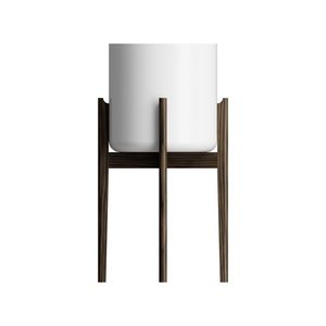 Modern Metal Flower <b>Pot</b> With Circular Pattern And Wooden Stand For Indoor Use - Product Image 2