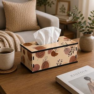 Leaf Print <b>Tissue</b> Box Cover Wooden Look Napkin Holder Decorative <b>Tissue</b> Case for Home Office Car - Product Image 4