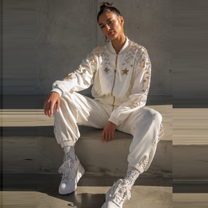 Wholesale Rhinestone Sweatsuits <b>Women</b> Stand Collar Zipper Rhinestone <b>Jacket</b> Jogger Pants Set Street Rhinestone Tracksuits <b>Womens</b> - Product Image 1