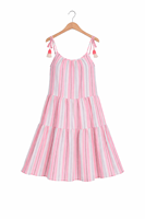 Robe mini en coton teint en fil pour femme, style bohème, sans manches, fabriquée par le fabricant