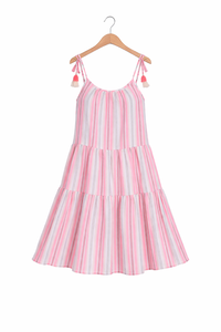 Robe mini en coton teint en fil pour femme, style bohème, sans manches, fabriquée par le fabricant - Product Image 2