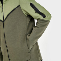 Sweat-shirt à capuche zippé pour homme, vert olive, en molleton français, coupe décontractée, hiver, 100% coton, service OEM