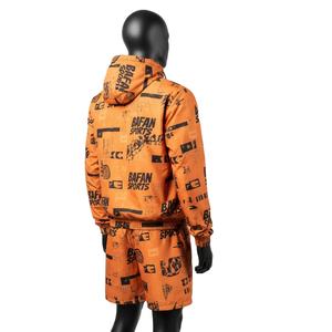 Ensemble short et coupe-vent pour homme en tissu polyester doux et respirant, noir, avec logo personnalisé, grandes tailles - Product Image 5