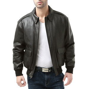 Chaqueta de cuero vintage para hombre, estilo bomber, de cuero de grano completo, estilo motero. - Product Image 5