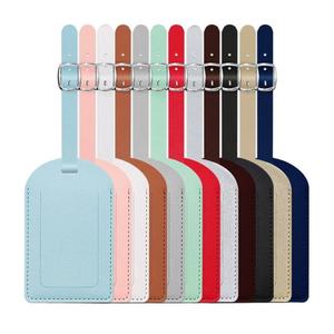 Étiquettes de bagages en cuir véritable faites à la main, porte-cartes d'identité, étiquettes de valise personnalisées avec logo couleur, taille standard, motif uni - Product Image 6
