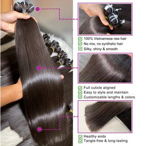 Paquetes crudos de longitud larga Color negro natural Cutícula de cabello vietnamita alineada Super doble dibujado de alta calidad - Product Image 2